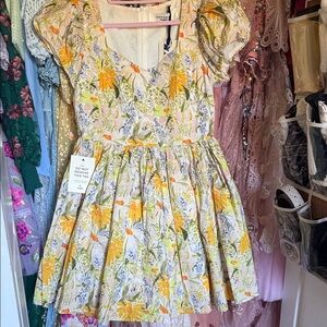JessaKae Yellow Floral Puff-Sleeve Sundress